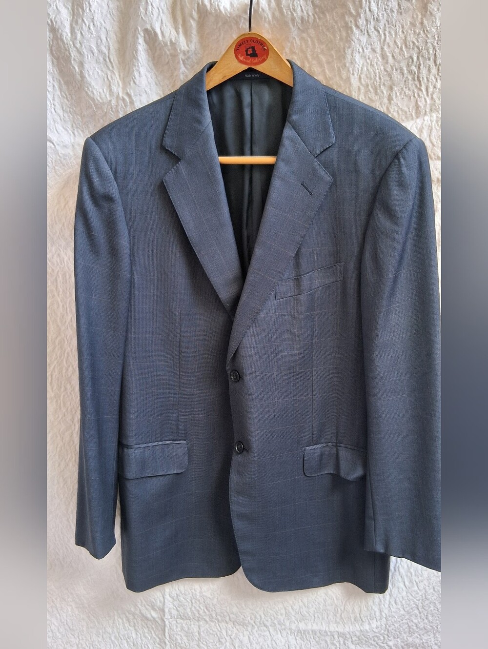 Ermenegildo Zegna Midnight Blue Windowpane Two-Button Suit Jacket
